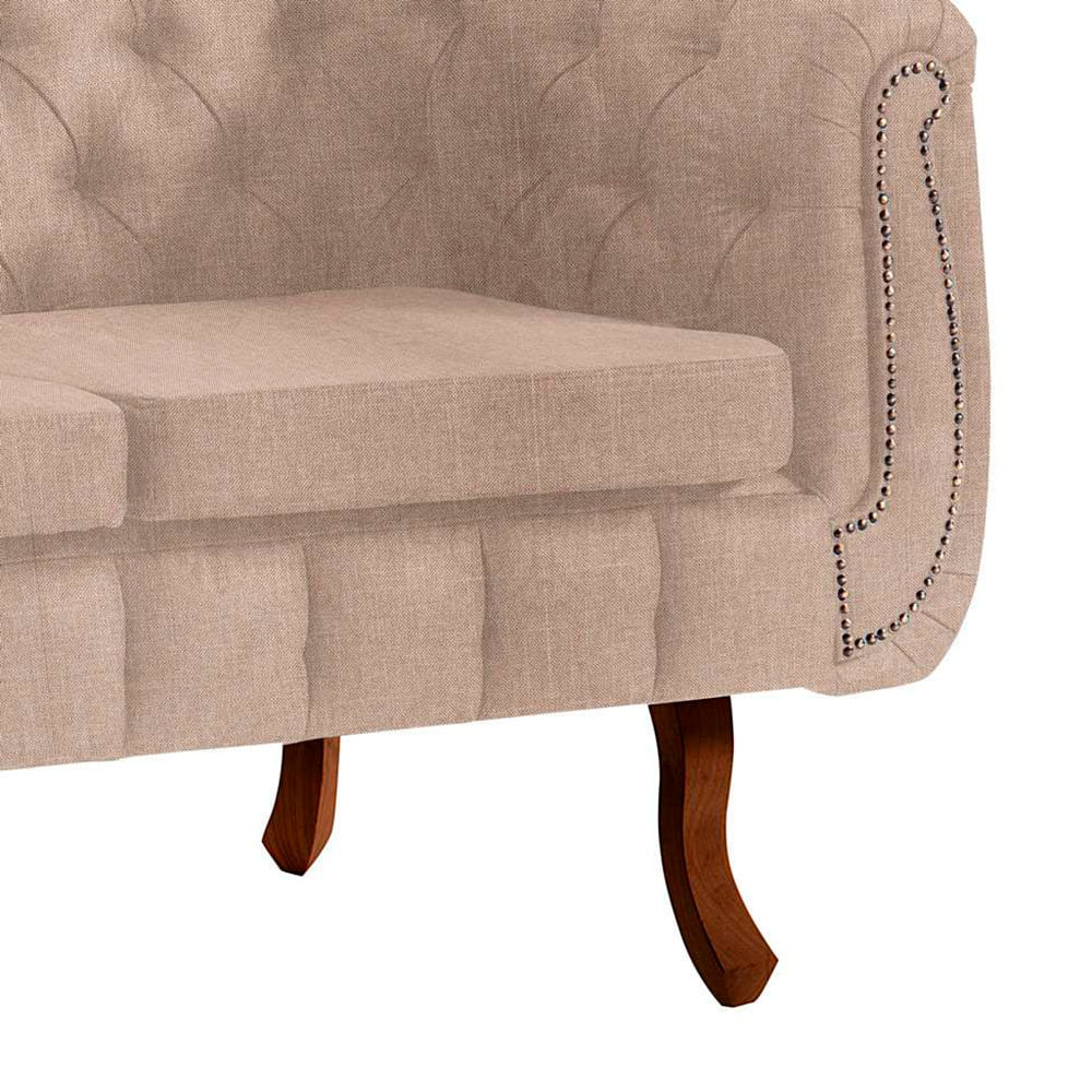 SOFÁ CHESTERFIELD 2 LUGARES LINHO BEGE - Elegancy Design