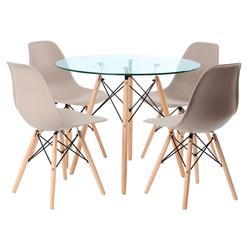 Conjunto Mesa Filadelfia 90 Cm E 4 Cadeiras Eames Dsw Fendi