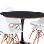 mesa-saarinen-preta-5-cadeiras-eames-branca-foco