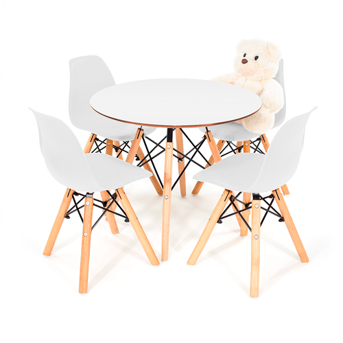 Conjunto Eames Kids Branco C/ 4 Cadeiras Dsw Branca