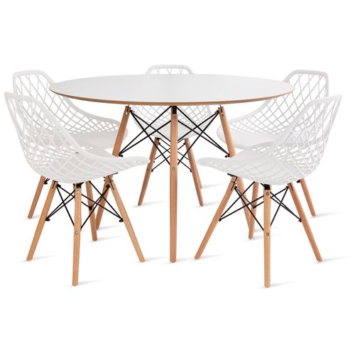 Conjunto Eames Dsw Mesa 110Cm Branco E 5 Cadeiras Kaila Branca