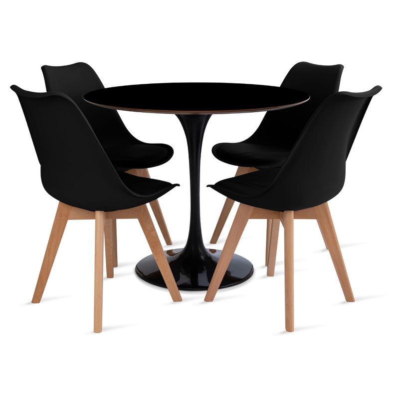 mesa_saarinen_90cm_4_cadeiras_leda_1_preto