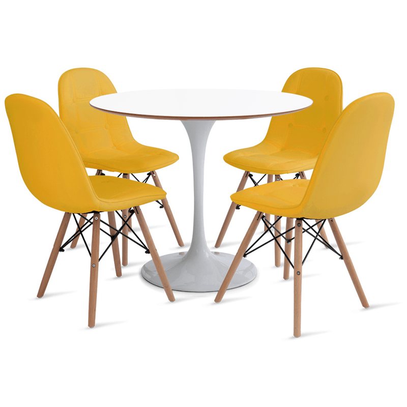 mesa-saarinen-90-com-4-cadeiras-botone-amarela