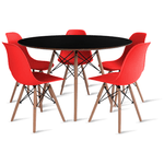 mesa-eames-preta-120-com-5-cadeiras-eames-vermelha