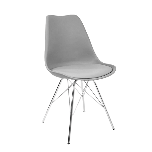Cadeira Eames Leda Cinza Tower Cromada