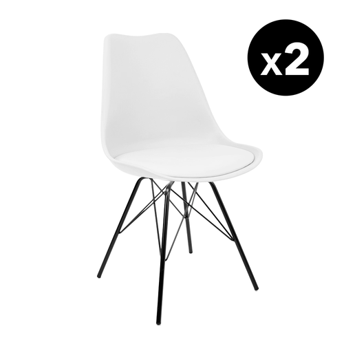 Kit Promocional 02 Cadeiras Eames Leda Branca Tower Preta