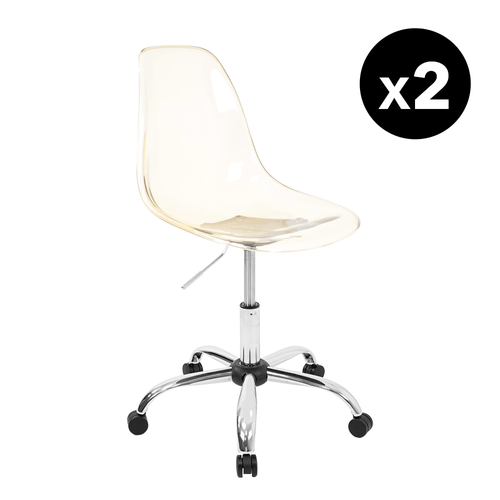 Kit Promocional 02 Cadeiras Eames Office Ambar Policarbonato