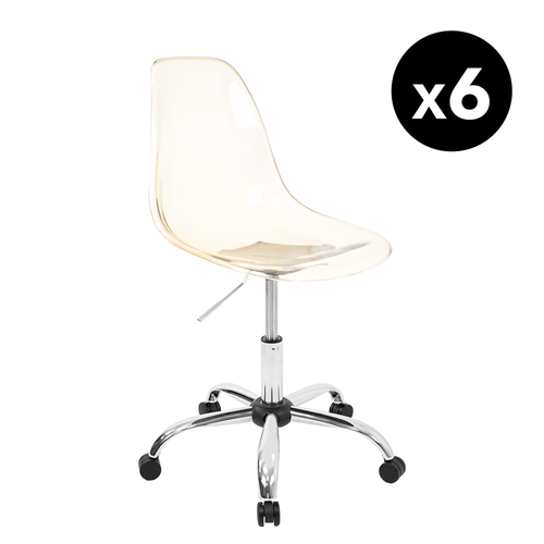 Kit Promocional 06 Cadeiras Eames Office Ambar Policarbonato