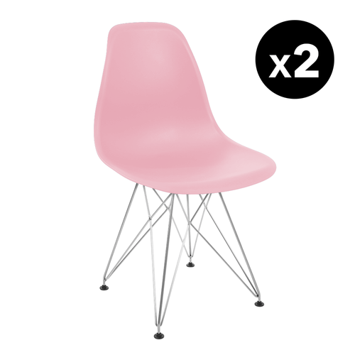 Kit Promocional 02 Cadeiras Eames Rosa Dsr Cromada