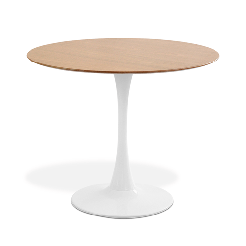 MESA SAARINEN BASIC BRANCO E FREIJÓ 90CM