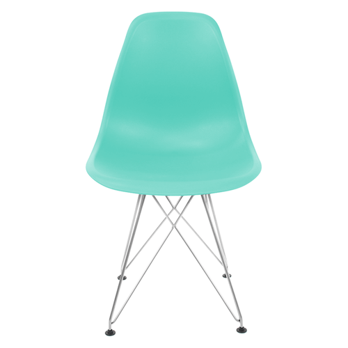Cadeira Eames Verde Tiffany Dsr Cromada