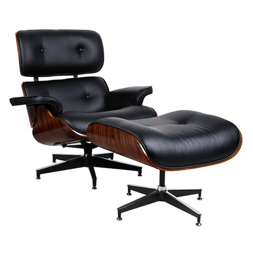 Conjunto Poltrona E Puff Charles E Ray Eames Preta