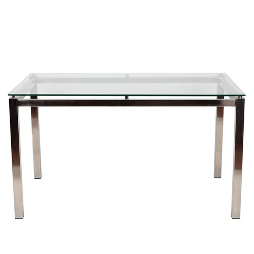 Mesa Tubular Cromada – Tampo De Vidro 8Mm – Tamanho 140 X 90Cm