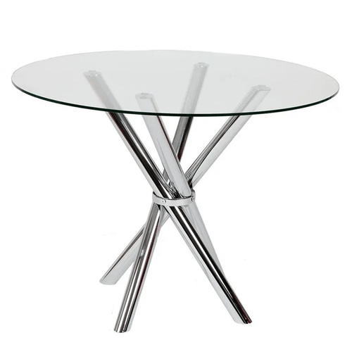 Mesa Palito Cromada – Tampo De Vidro 8Mm – Tamanho 90Cm
