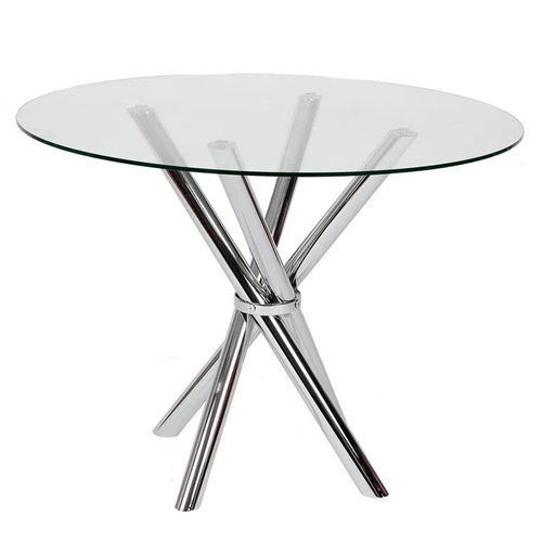 Mesa Palito Cromada – Tampo De Vidro 8Mm – Tamanho 100Cm