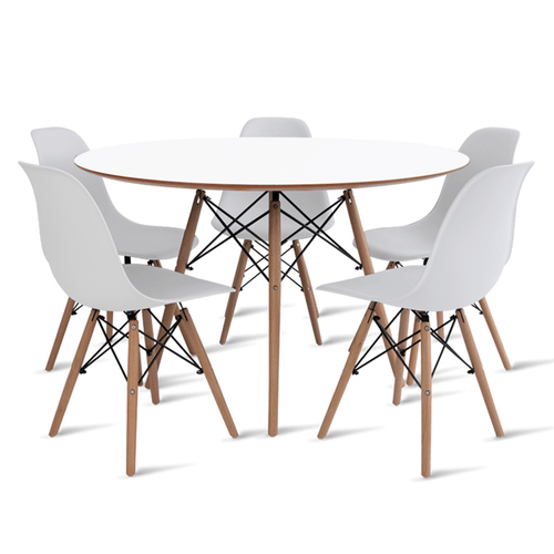 Conjunto Eames Dsw Mesa 110 Cm Branco E 5 Cadeiras Branco