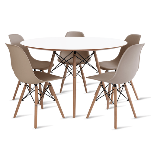 Conjunto Eames Dsw Mesa 110 Cm Branco E 5 Cadeiras Fendi