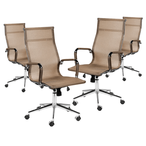 Kit Promocional 04 Cadeiras Diretor Esteirinha Office - Tela Mesh Cobre