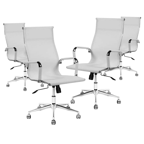 Kit Promocional 04 Cadeiras Diretor Esteirinha Office - Tela Mesh Branco