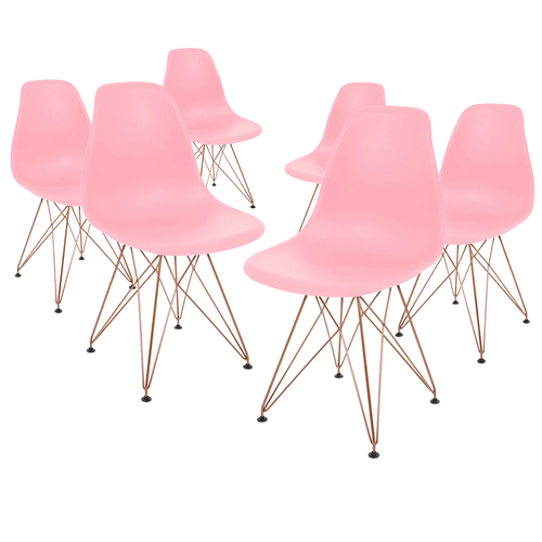 Kit Promocional 06 Cadeiras Eames Rosa Dsr Cobre