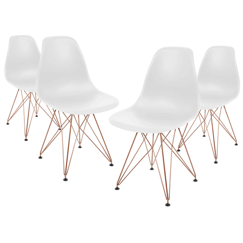 Kit Promocional 04 Cadeiras Eames Branca Dsr Cobre