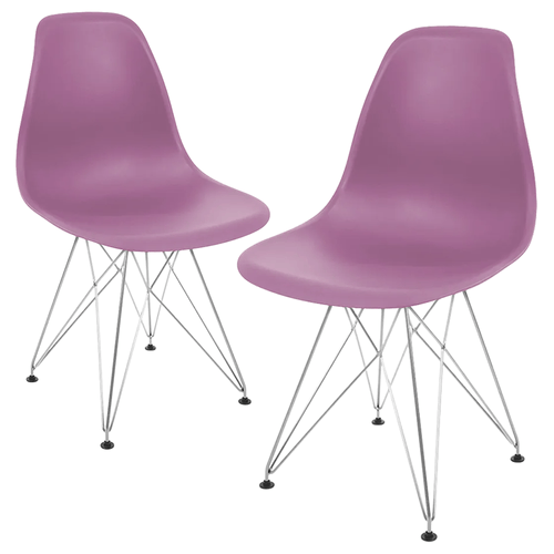 Kit Promocional 02 Cadeiras Eames Roxa Dsr Cromada