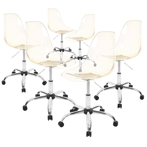 Kit Promocional 06 Cadeiras Eames Office Ambar Policarbonato