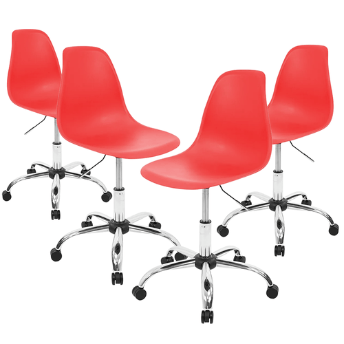 Kit Promocional 04 Cadeiras Eames Office Vermelha